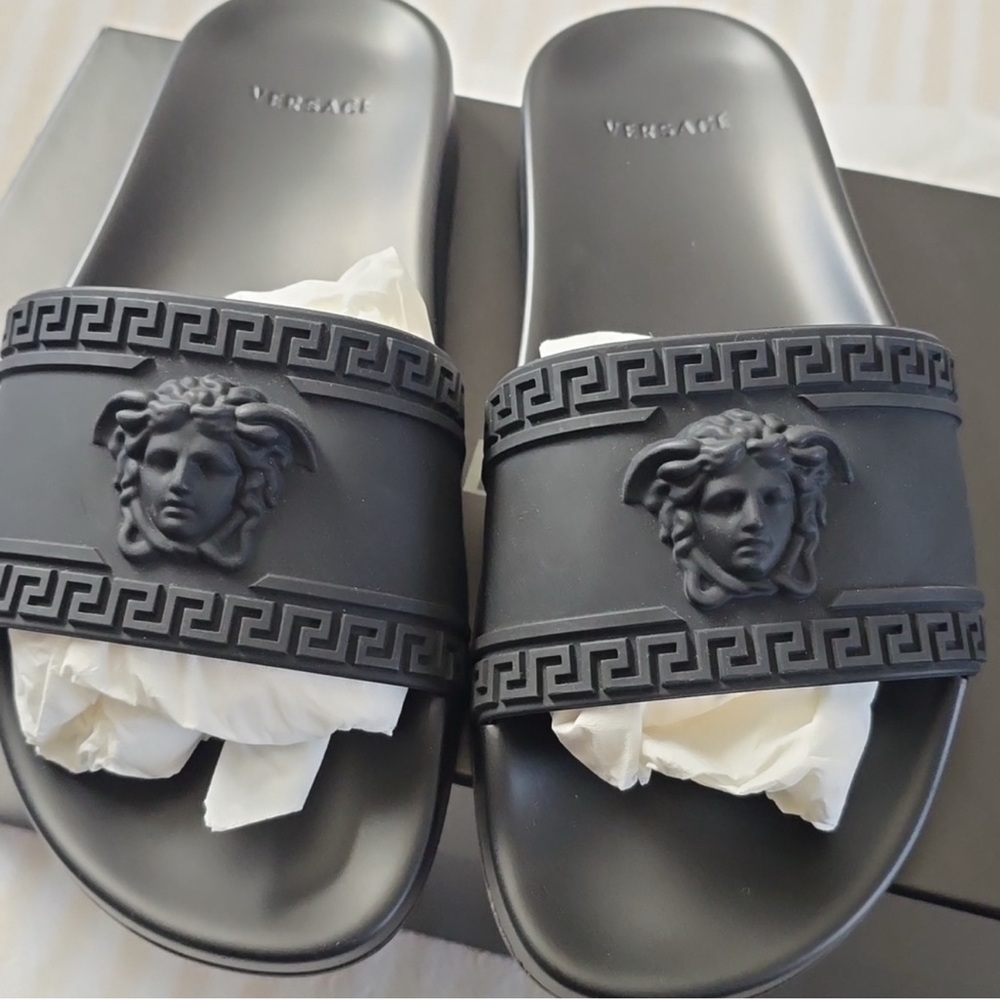 Versace Pool Slide Gomma Sandals Size: EU39 (Women's 9)